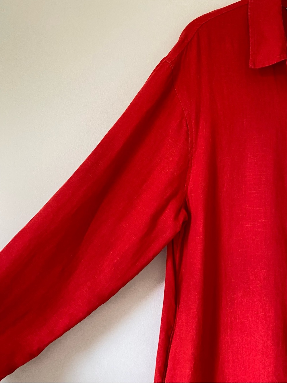 The Drop Fiona Red Linen Midi Shirt Dress Relaxed Button Down Duster Lagenlook M - Picture 8 of 15
